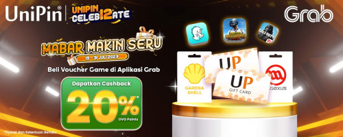 UniPin #Celeb12ate - Beli Voucher Game di Aplikasi Grab dan Dapatkan Cashback 20% OVO Points